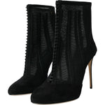 Dolce & Gabbana Black Mesh Stiletto Heels Ankle Boots Shoes Dolce & Gabbana Black