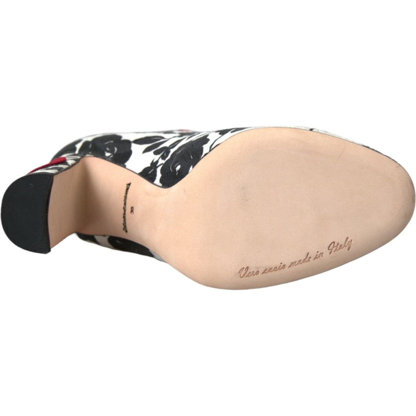 Dolce & Gabbana White Floral Hearts Leather High Boots Shoes