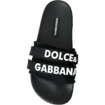 Dolce & Gabbana Black Neoprene Slides Flats Beachwear Shoes Dolce & Gabbana Dark Slate Gray
