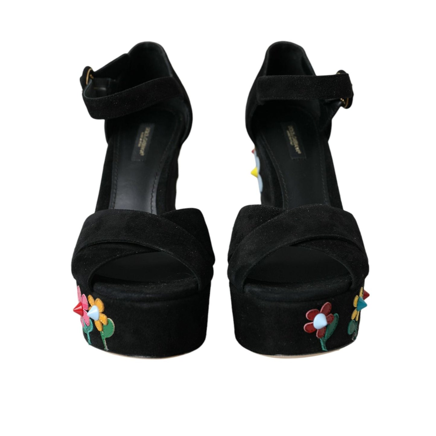 Dolce & Gabbana Black Floral Ankle Strap Heels Sandals Shoes LA10924-39