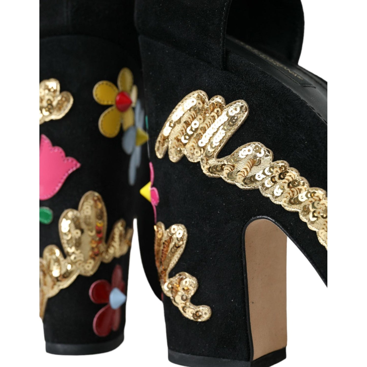 Dolce & Gabbana Black Floral Ankle Strap Heels Sandals Shoes LA10924-39