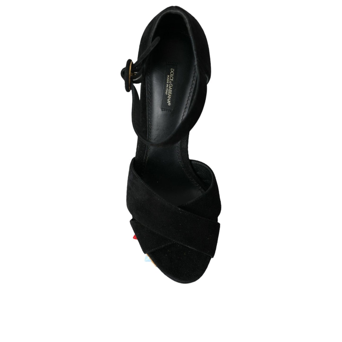 Dolce & Gabbana Black Floral Ankle Strap Heels Sandals Shoes LA10924-39