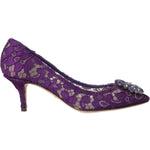 Dolce & Gabbana Dolce & Gabbana Purple Taormina Lace Crystal Heel Pumps Shoes LA10731-37 1728,67345645728,Dolce & Gabbana,EU37/US6.5,Material: 59% Viscose 30% Cotton 7% Silk 4% Nylon,New with tags,Pumps - Women - Shoes,Purple,Shoes,Women,Women - Shoes
