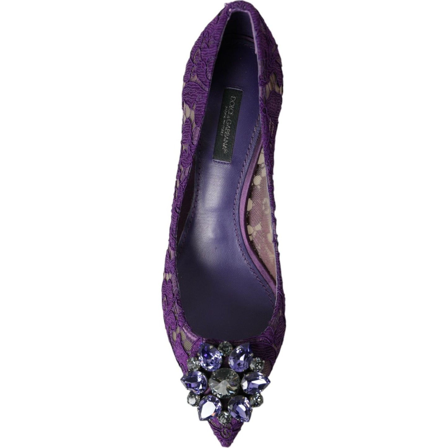 Dolce & Gabbana Dolce & Gabbana Purple Taormina Lace Crystal Heel Pumps Shoes LA10731-37 1728,67345645728,Dolce & Gabbana,EU37/US6.5,Material: 59% Viscose 30% Cotton 7% Silk 4% Nylon,New with tags,Pumps - Women - Shoes,Purple,Shoes,Women,Women - Shoes