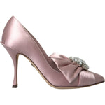 Dolce & Gabbana Pink Satin Crystal High Heels Pumps Shoes Dolce & Gabbana Rosy Brown