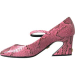Dolce & Gabbana Pink Python Leather Mary Jane Heels Shoes Dolce & Gabbana Maroon