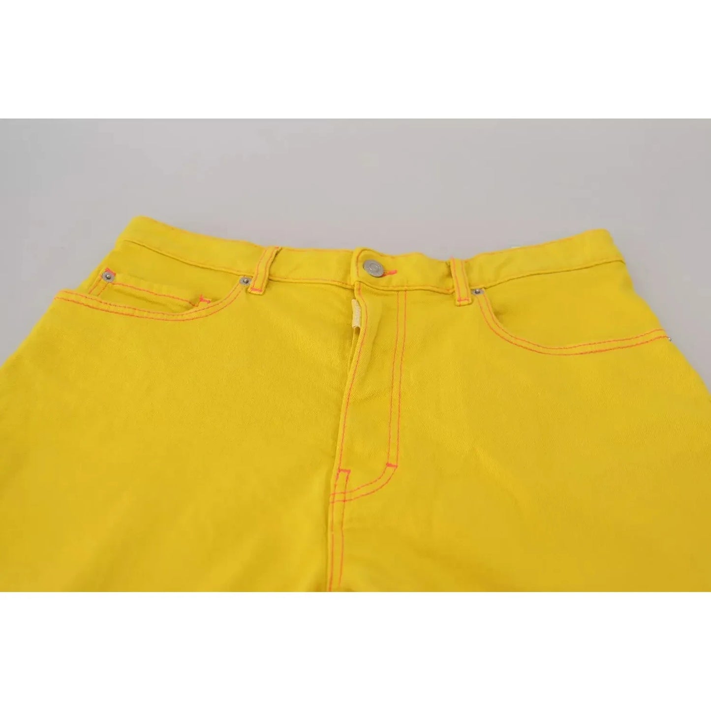 Dsquared² Yellow Cotton High Waist Baggy Women Hotpants Shorts Dsquared² Gray
