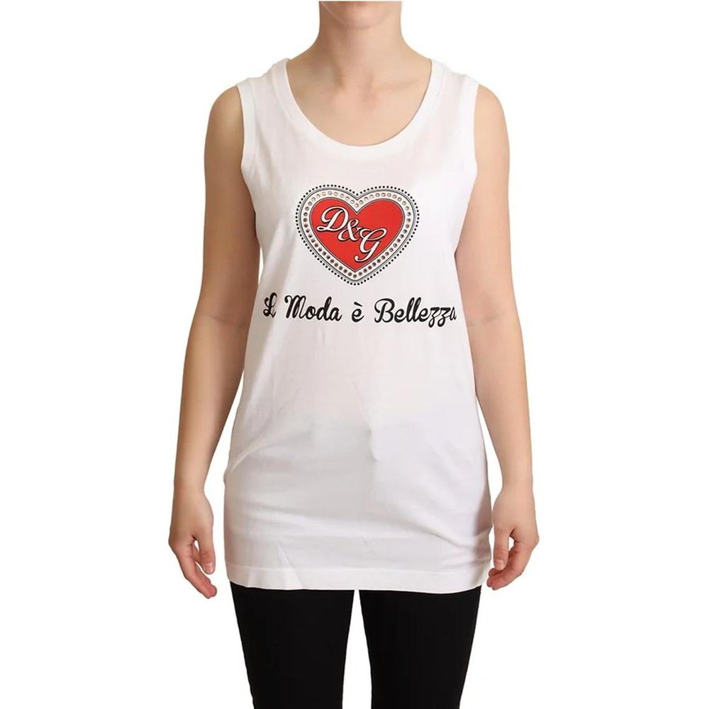 Dolce & Gabbana White Cotton Women's Tank Top Dolce & Gabbana Light Gray