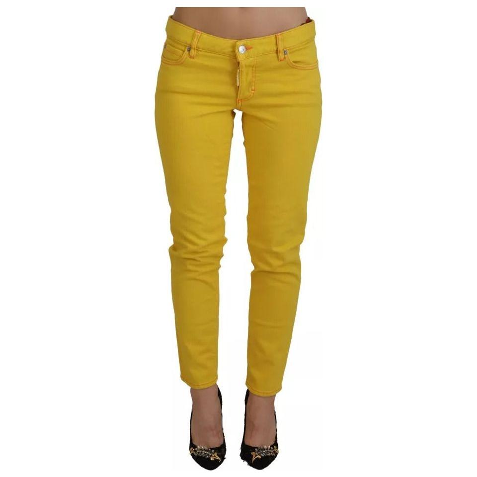 Dsquared² Yellow Cotton Low Waist Cropped Jennifer Denim Jeans Dsquared² Dark Goldenrod