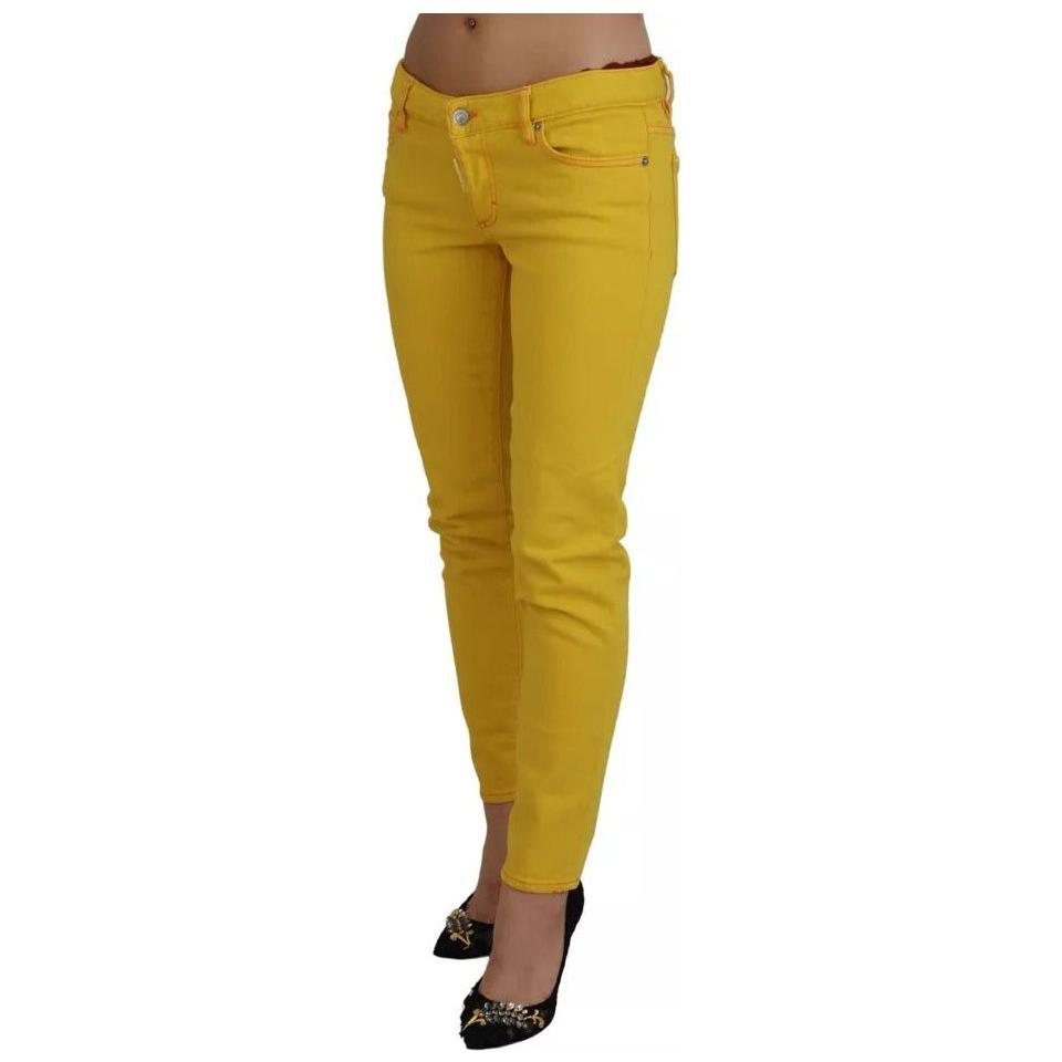 Dsquared² Yellow Cotton Low Waist Cropped Jennifer Denim Jeans Dsquared² Dark Goldenrod