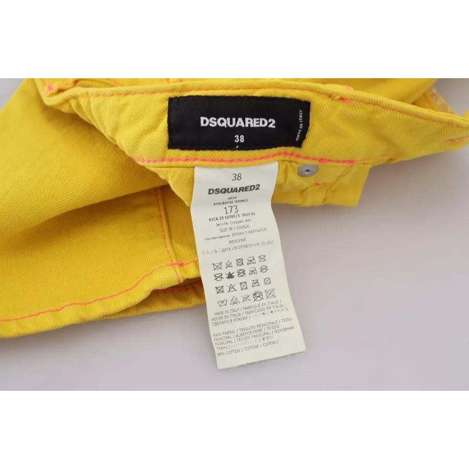 Dsquared² Yellow Cotton Low Waist Cropped Jennifer Denim Jeans Dsquared² Goldenrod