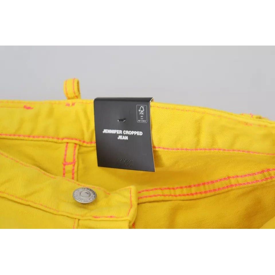 Dsquared² Yellow Cotton Low Waist Cropped Jennifer Denim Jeans Dsquared² Light Gray