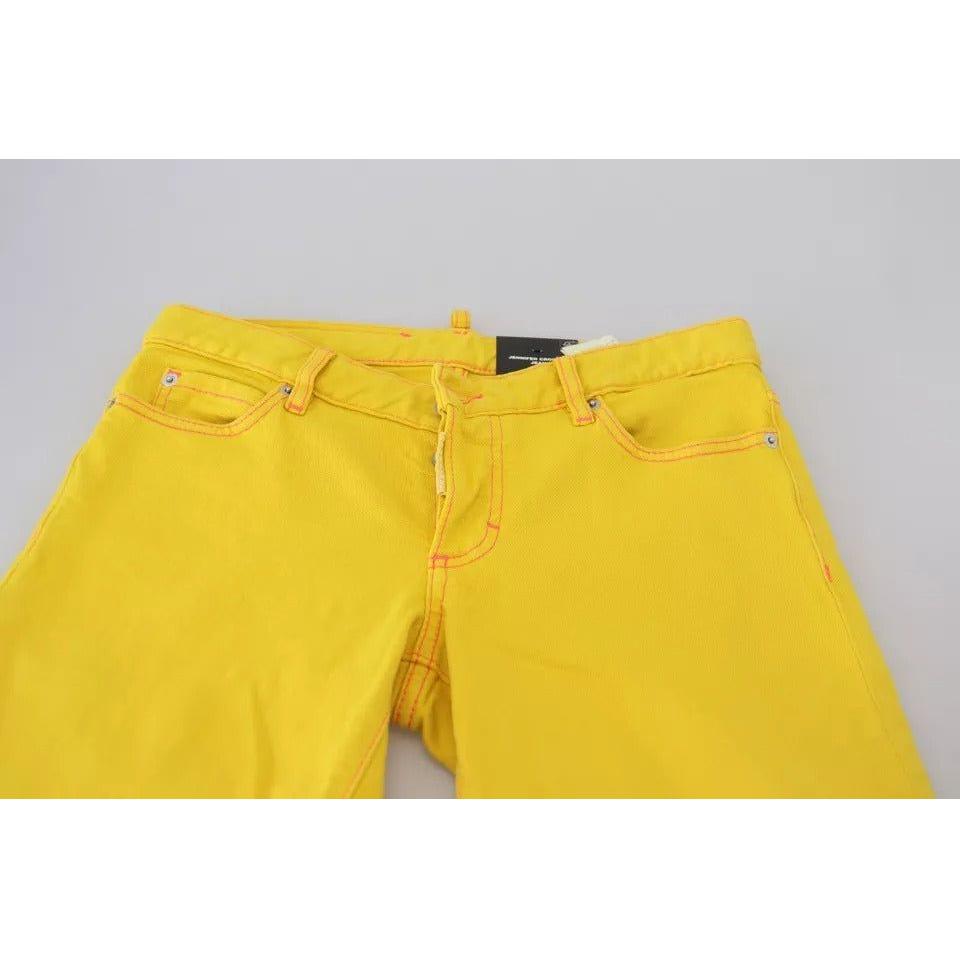 Dsquared² Yellow Cotton Low Waist Cropped Jennifer Denim Jeans Dsquared² Goldenrod