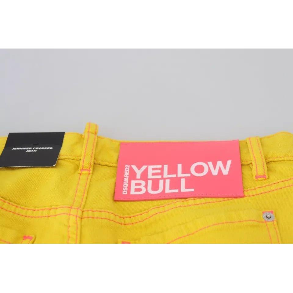 Dsquared² Yellow Cotton Low Waist Cropped Jennifer Denim Jeans Dsquared² Thistle