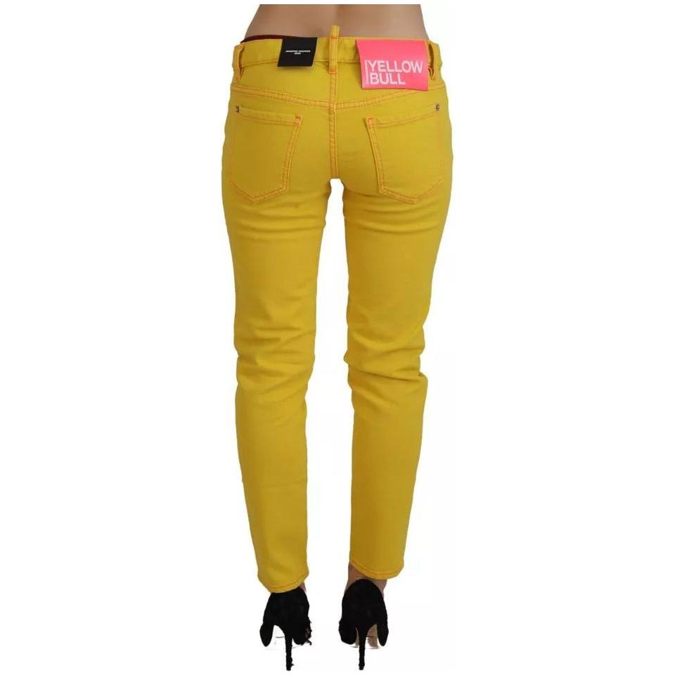 Dsquared² Yellow Cotton Low Waist Cropped Jennifer Denim Jeans Dsquared² Dark Goldenrod