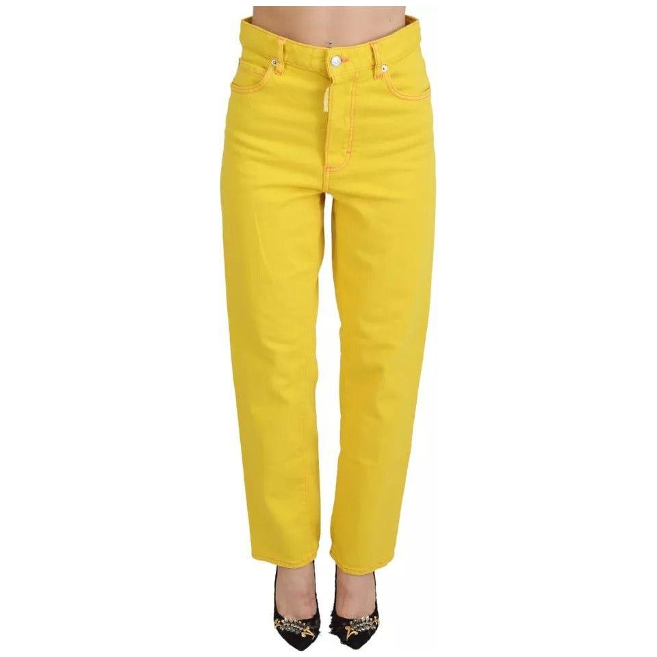 Dsquared² Yellow Cotton High Waist Straight Denim Boston Jeans Dsquared² Goldenrod