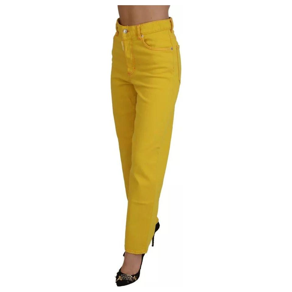 Dsquared² Yellow Cotton High Waist Straight Denim Boston Jeans Dsquared² Dark Goldenrod