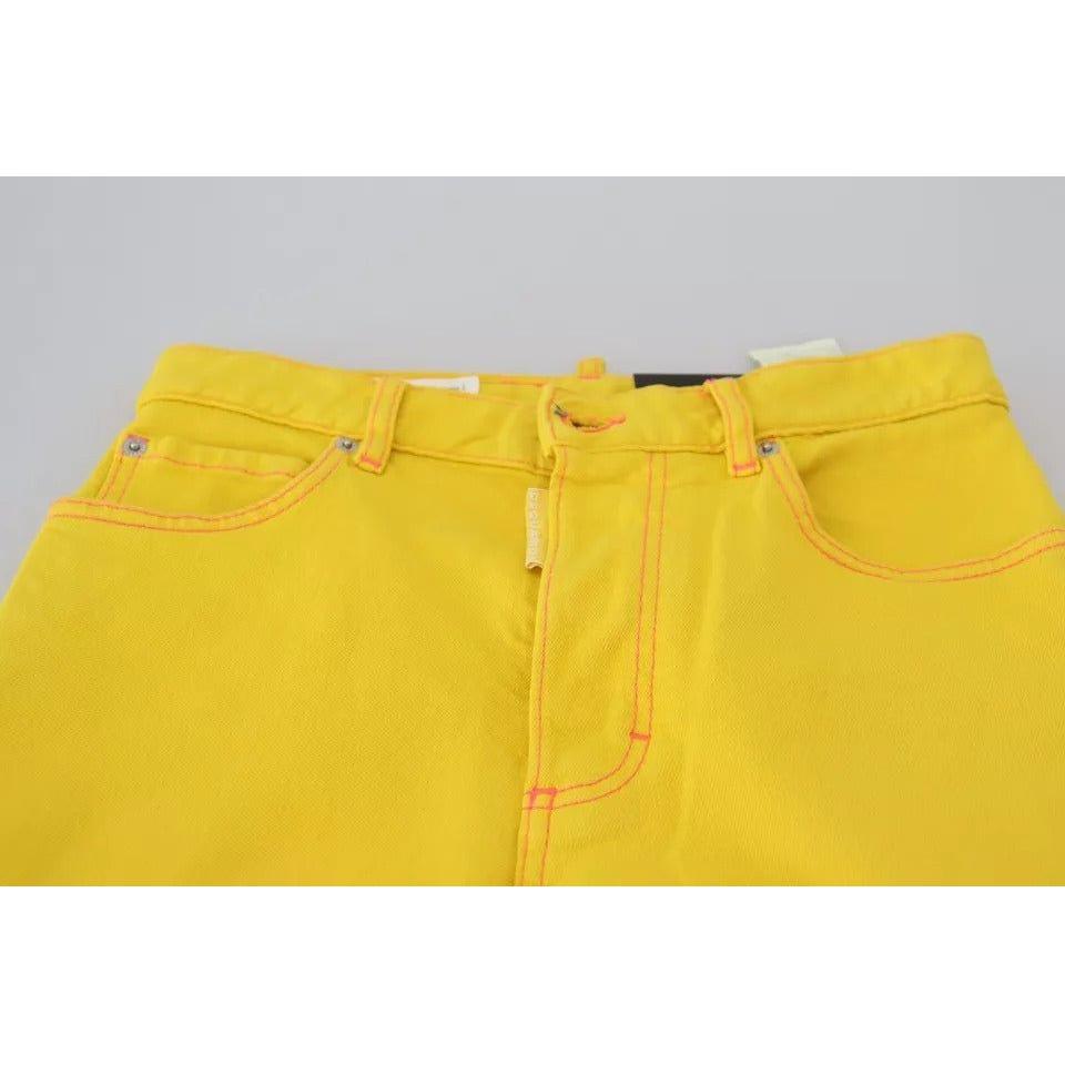 Dsquared² Yellow Cotton High Waist Straight Denim Boston Jeans Dsquared² Gray