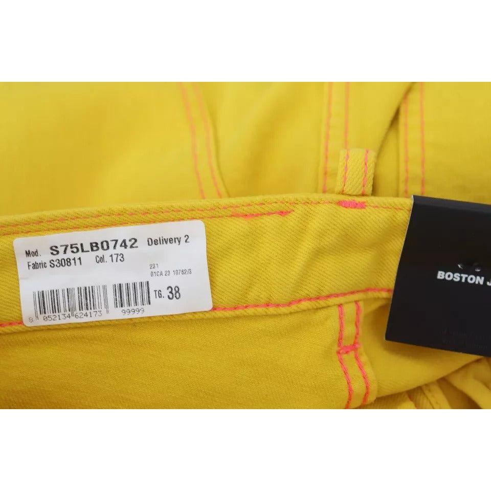 Dsquared² Yellow Cotton High Waist Straight Denim Boston Jeans Dsquared² Goldenrod