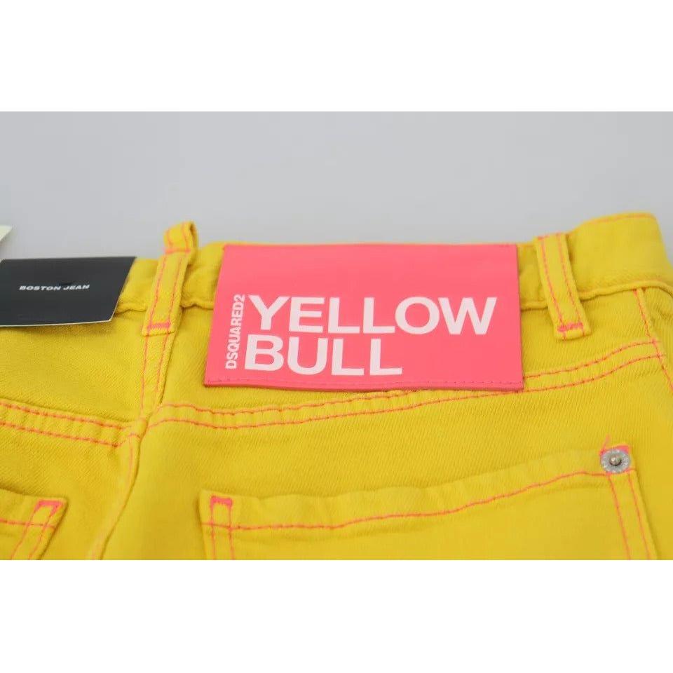 Dsquared² Yellow Cotton High Waist Straight Denim Boston Jeans Dsquared² Goldenrod