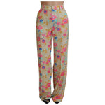 Dsquared² Beige Floral High Waist Straight Pants Dsquared² Rosy Brown