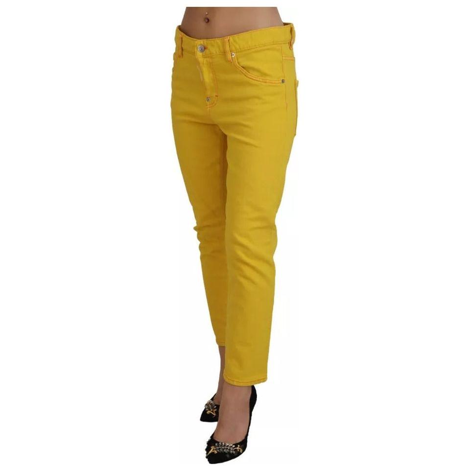 Dsquared² Yellow Cotton Low Waist Crop Denim Cool Girl Jeans Dsquared² Dark Goldenrod
