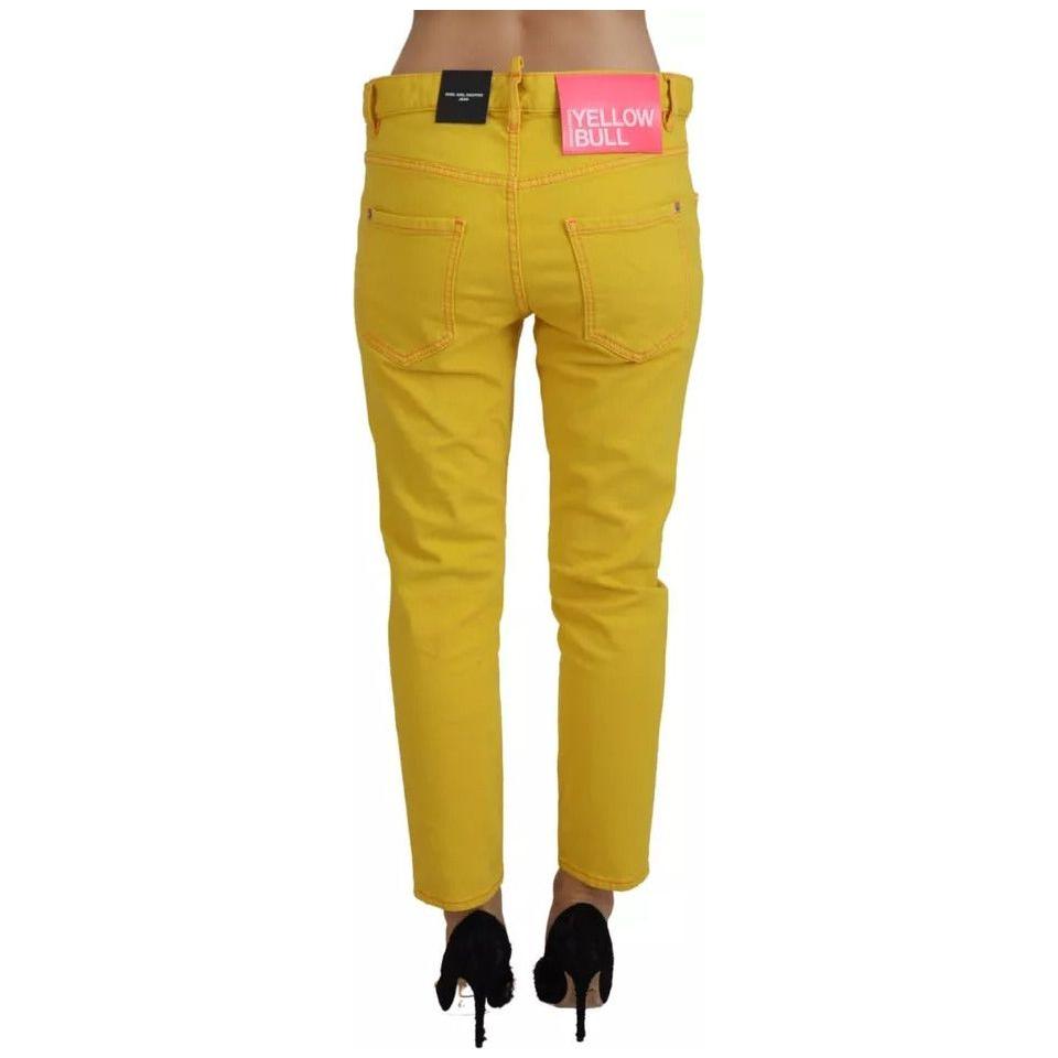Dsquared² Yellow Cotton Low Waist Crop Denim Cool Girl Jeans Dsquared² Goldenrod