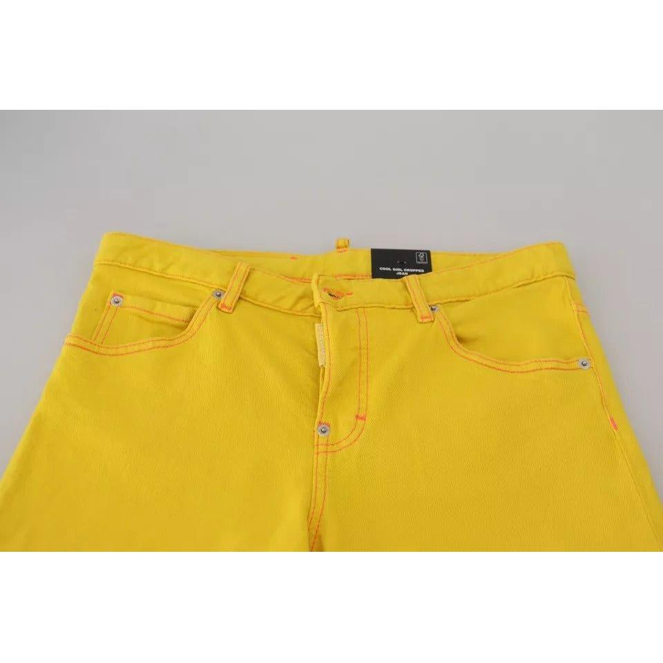 Dsquared² Yellow Cotton Low Waist Crop Denim Cool Girl Jeans Dsquared² Goldenrod