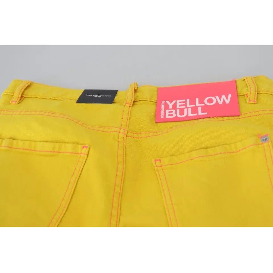Dsquared² Yellow Cotton Low Waist Crop Denim Cool Girl Jeans Dsquared² Goldenrod