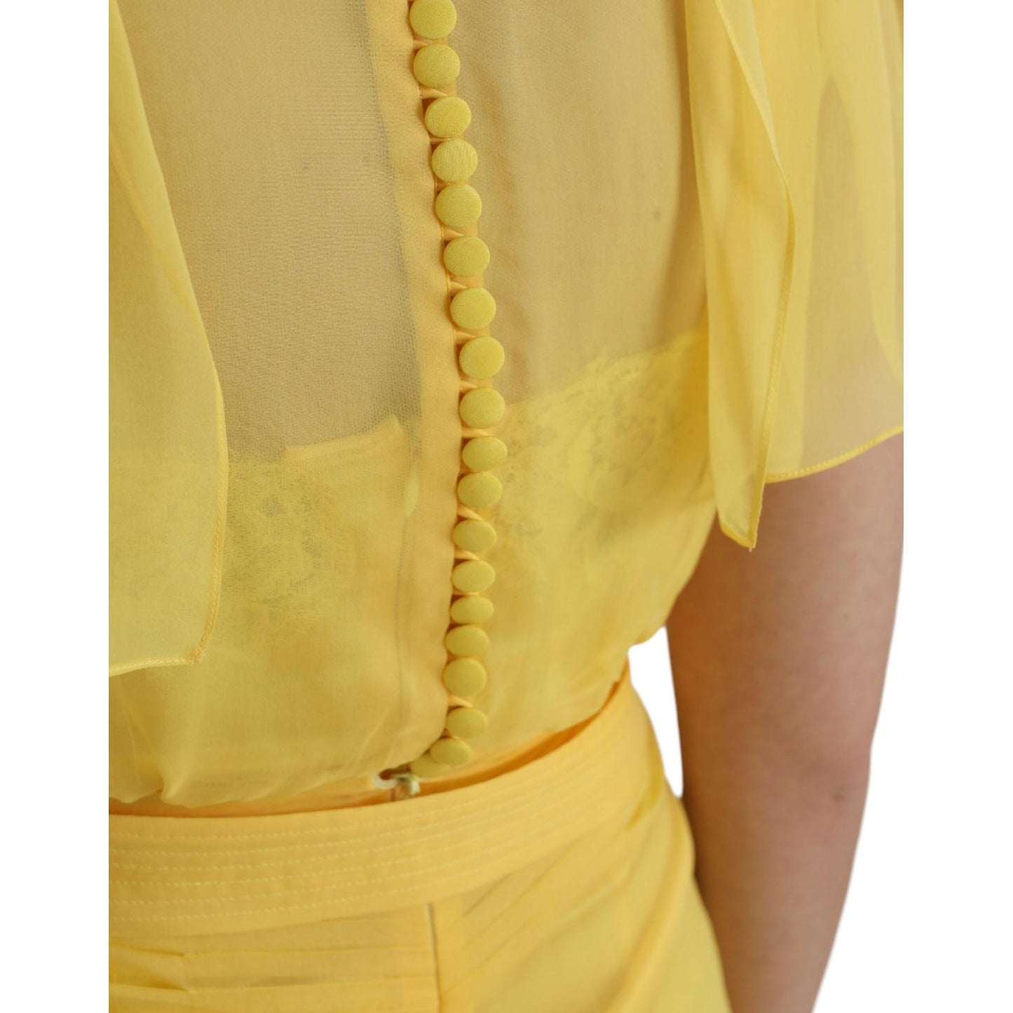 Dolce & Gabbana Yellow Silk Sheath Belted Long Maxi Dress Dolce & Gabbana Dark Khaki