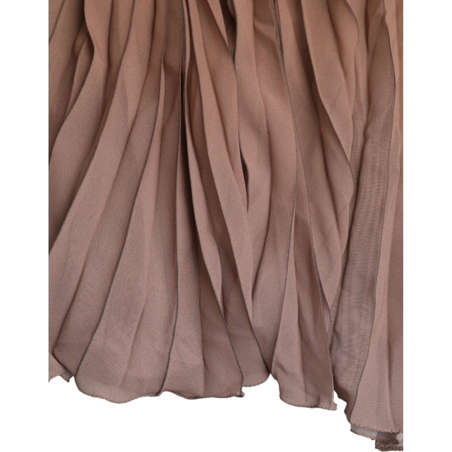 Dolce & Gabbana Brown Polyester Pleated High Waist Midi Skirt Dolce & Gabbana Dim Gray