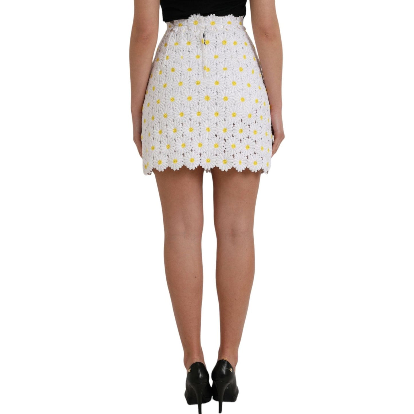 Dolce & Gabbana White Floral A-line Mini Skirt Dolce & Gabbana Dim Gray