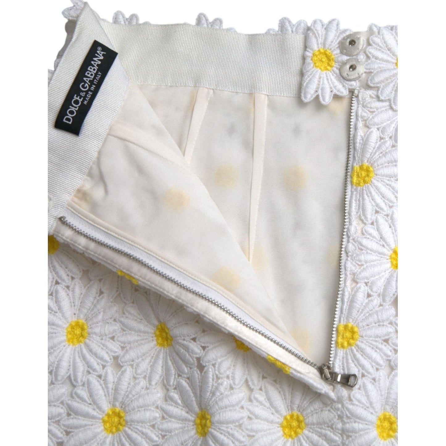 Dolce & Gabbana White Floral A-line Mini Skirt Dolce & Gabbana Light Gray