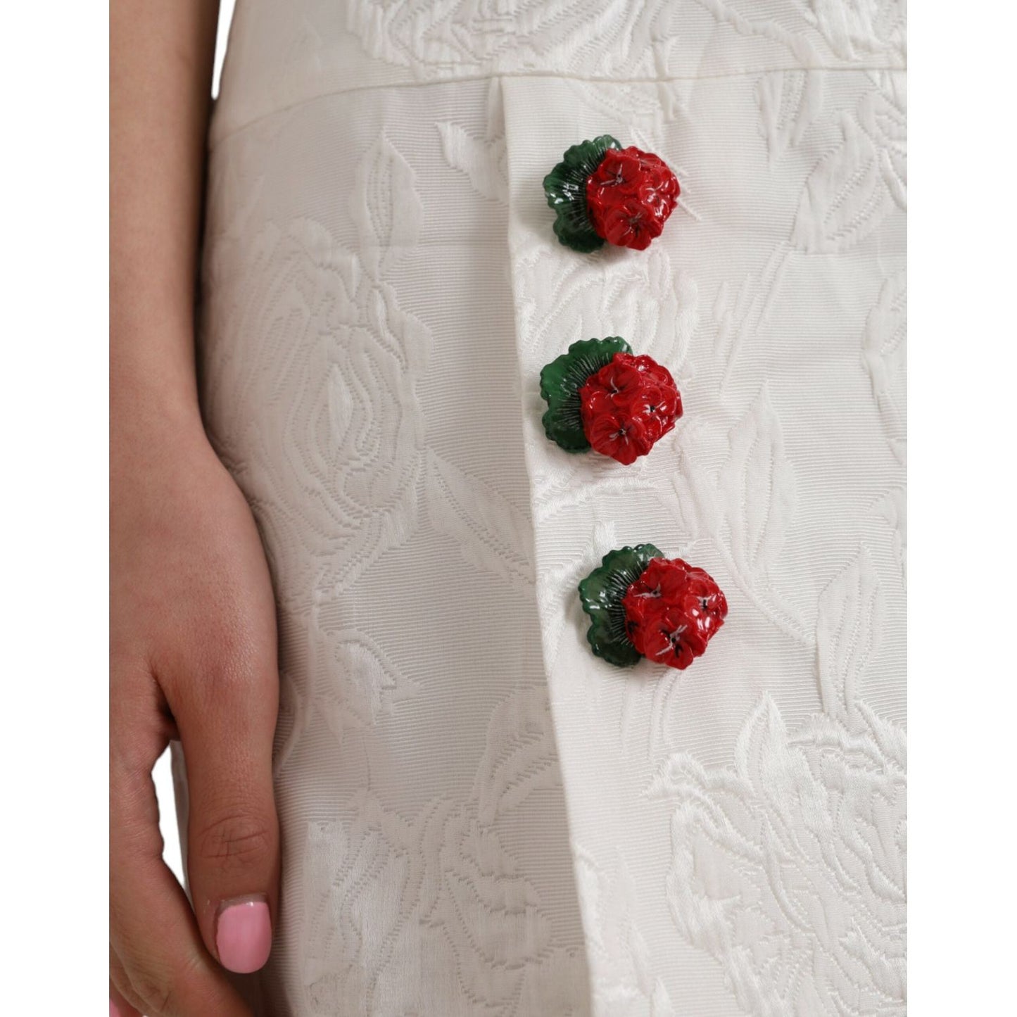 Dolce & Gabbana White Floral Brocade Embellished Mini Skirt Dolce & Gabbana Gray