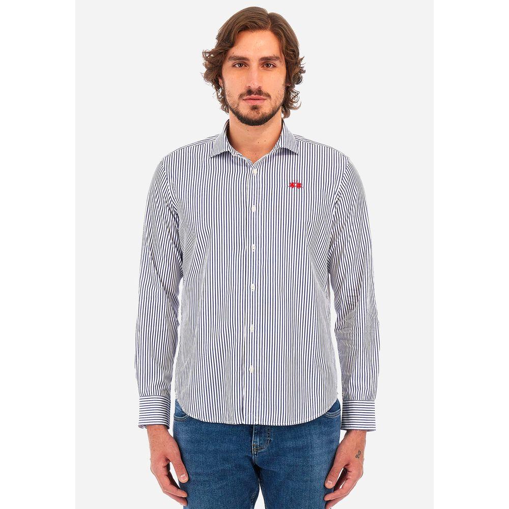 La Martina White Cotton Shirt LA-13081-M