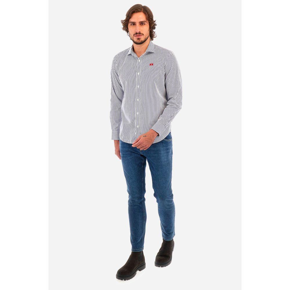 La Martina White Cotton Shirt LA-13081-M