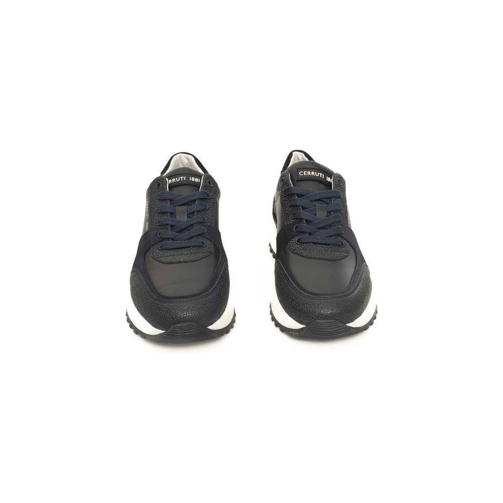 Cerruti 1881 Blue Cowhide Men Sneaker Cerruti 1881 Dark Slate Gray
