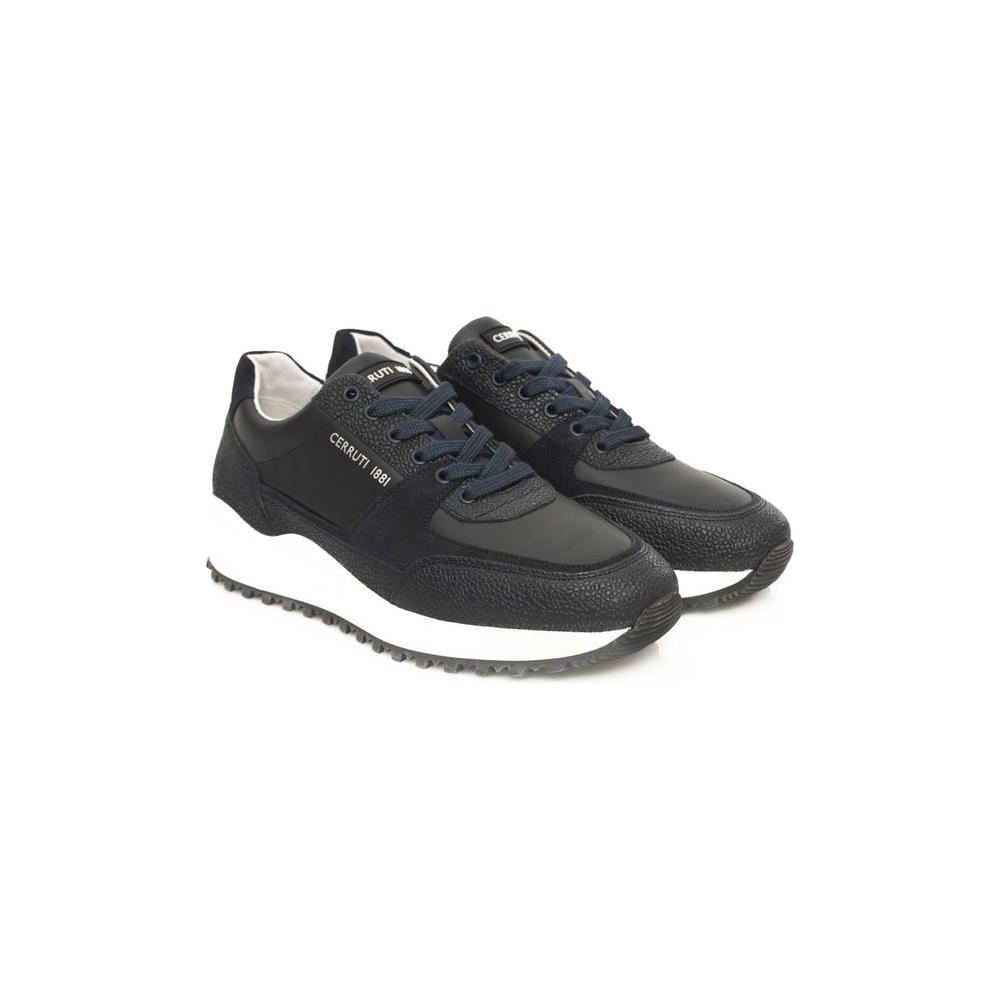 Cerruti 1881 Blue Cowhide Men Sneaker Cerruti 1881 Dark Slate Gray