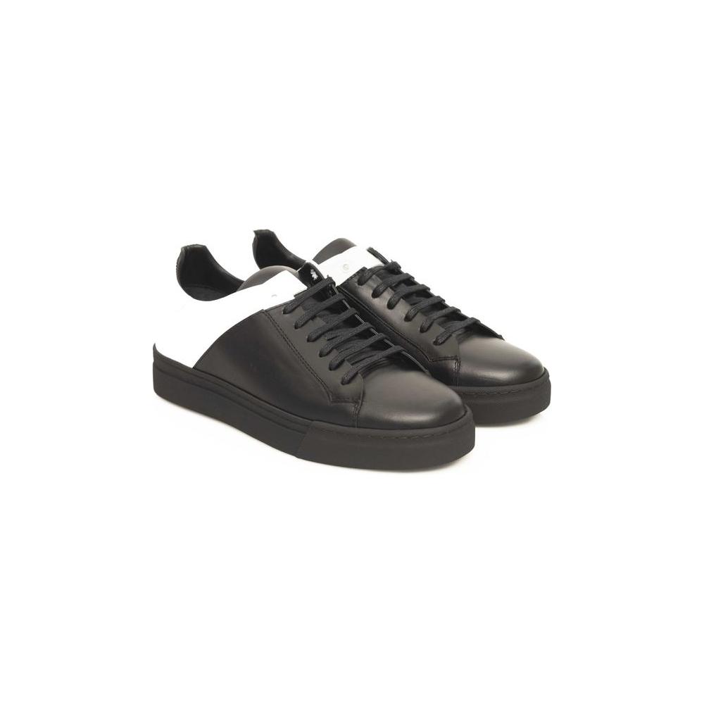 Cerruti 1881 Black Cowhide Men Sneaker Cerruti 1881 Dark Slate Gray