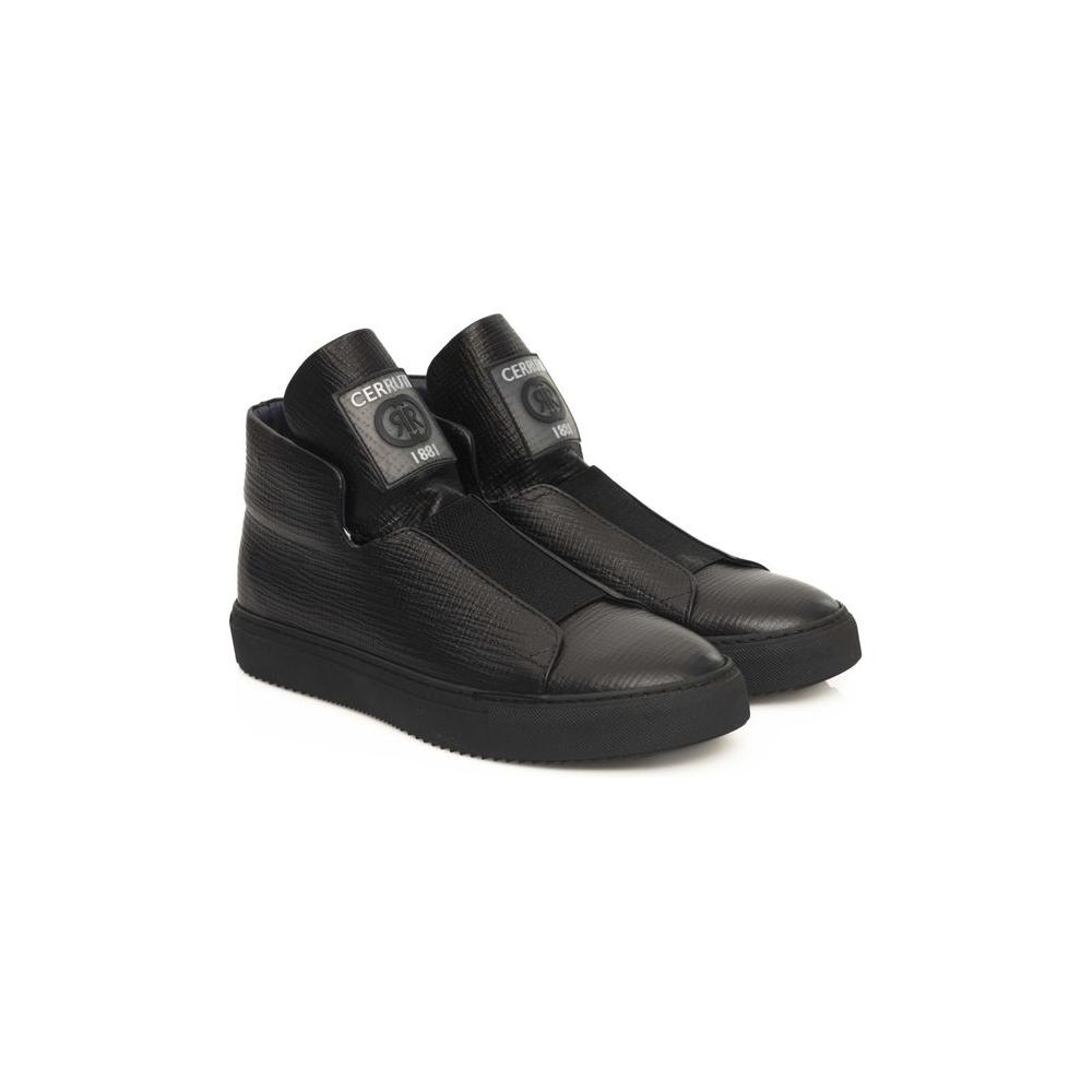 Cerruti 1881 Black Calfskin Men Sneaker Cerruti 1881 Dark Slate Gray