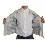 Dolce & Gabbana Leather White Biker Motorcycle Jacket JKT1266