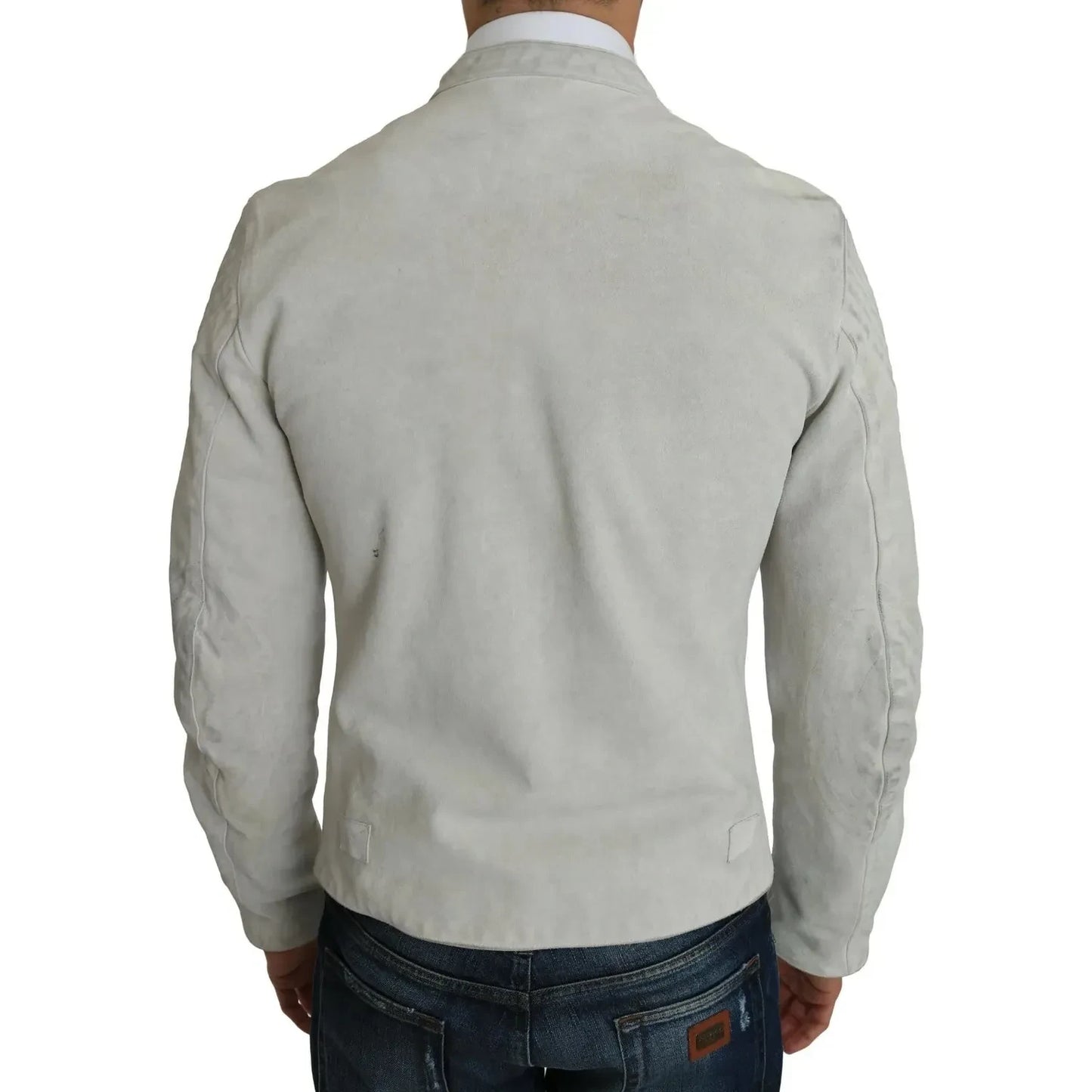 Dolce & Gabbana Leather White Biker Motorcycle Jacket JKT1266