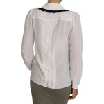 Dolce & Gabbana White Silk Shirt Ruffle Rouded Collar Blouse TSH2739