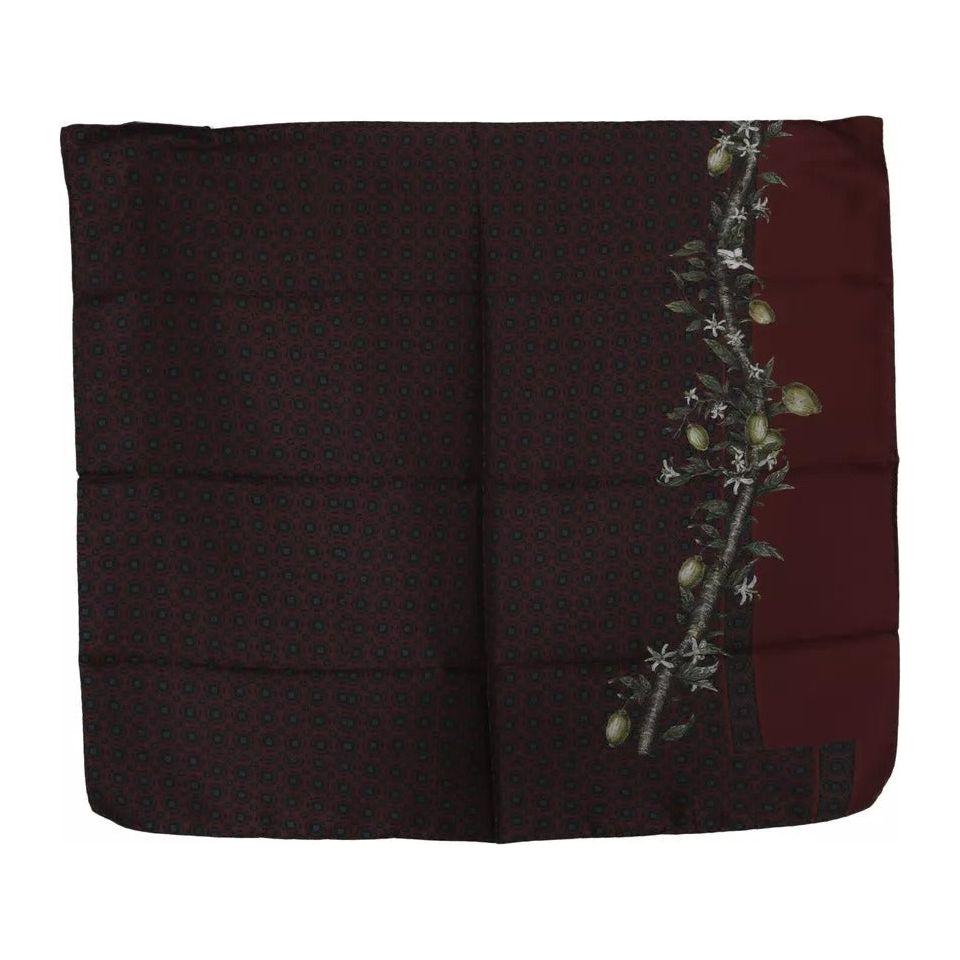 Dolce & Gabbana Bordeaux 100% Silk Floral Wrap Women Scarf Dolce & Gabbana Black