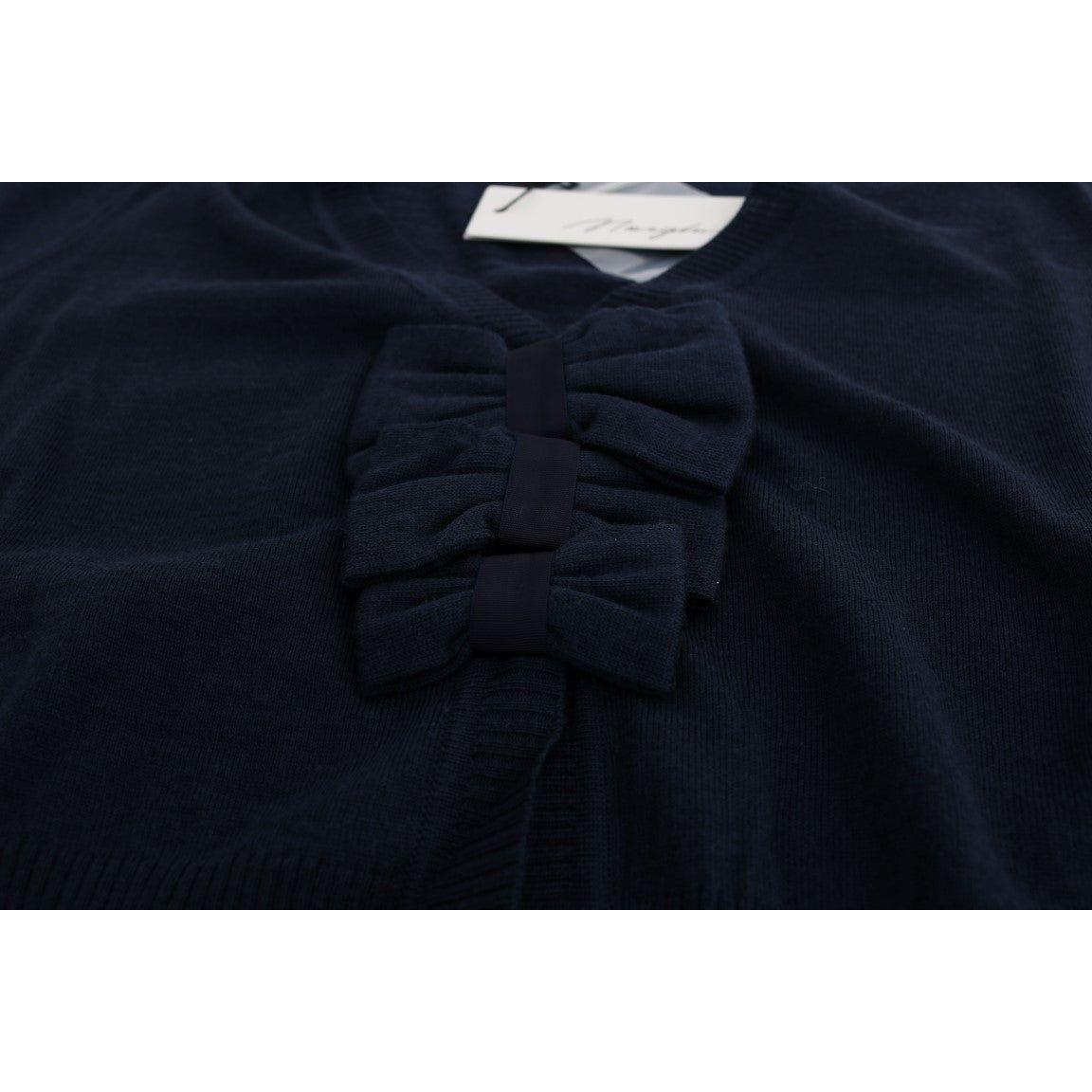 MARGHI LO' Elegant Blue Wool Cardigan Sweater MARGHI LO' Black