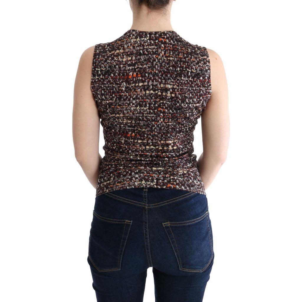 Dolce & Gabbana Sleeveless Multicolor Knit Wool Top Dolce & Gabbana Tan
