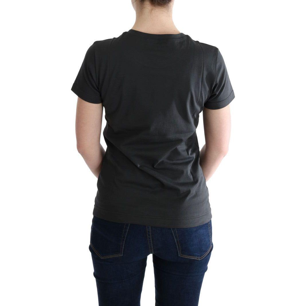 Dolce & Gabbana Elegant Gray Cotton Tee with Exclusive Print Dolce & Gabbana Dark Slate Gray