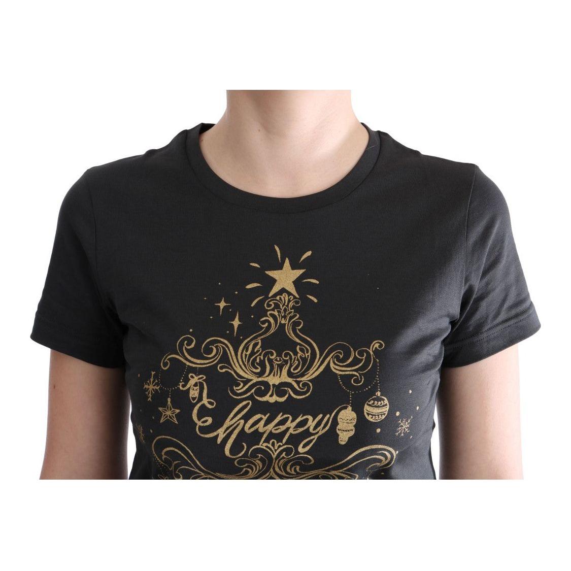 Dolce & Gabbana Elegant Gray Cotton Tee with Exclusive Print Dolce & Gabbana Tan