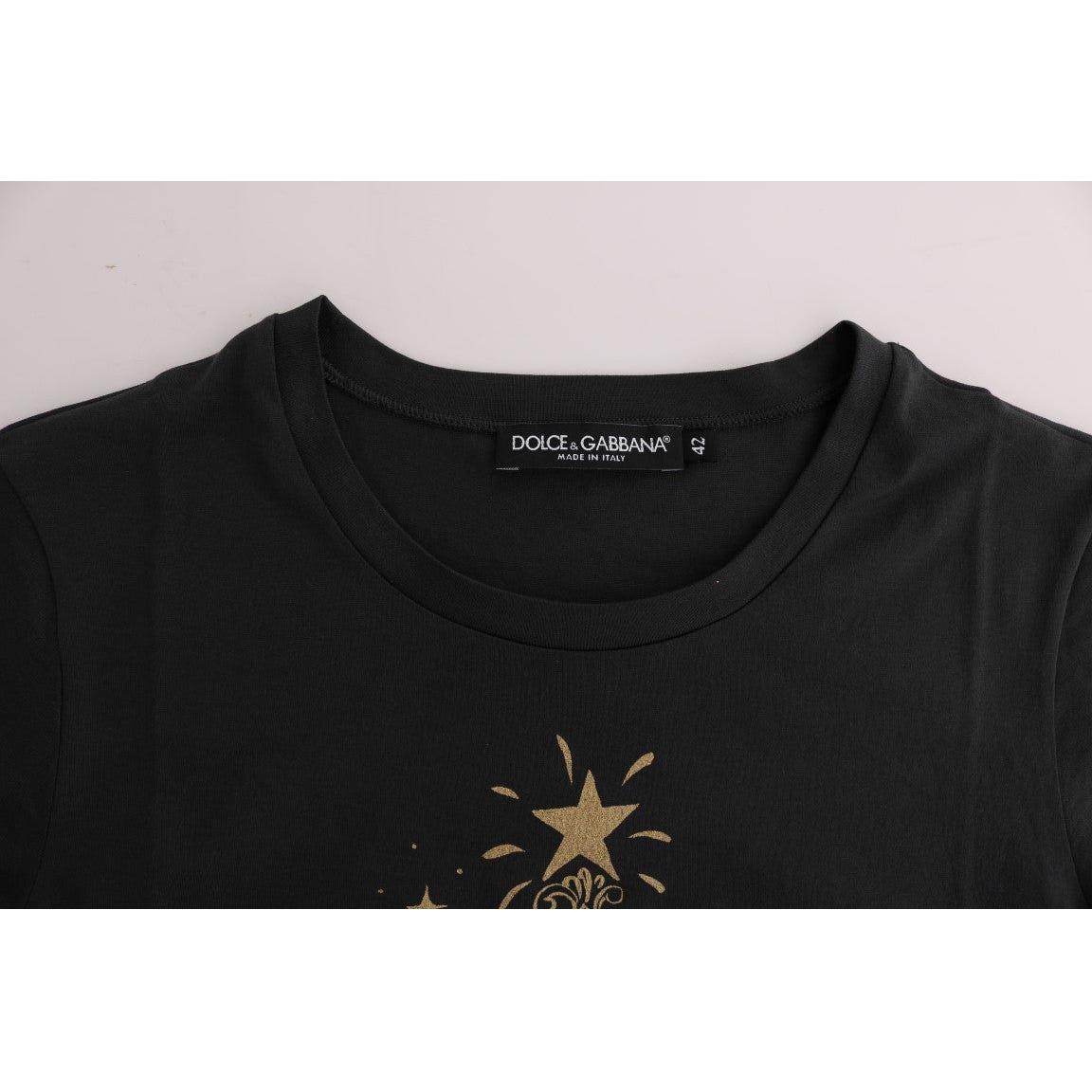 Dolce & Gabbana Elegant Gray Cotton Tee with Exclusive Print Dolce & Gabbana Light Gray