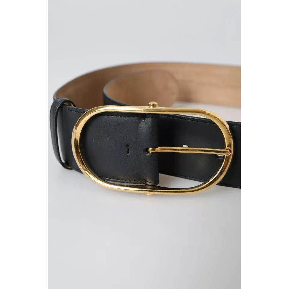 Dolce & Gabbana Black Leather Gold Oval Metal Buckle Belt Dolce & Gabbana Dark Slate Gray